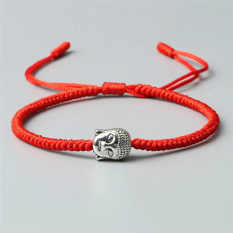 Buddha Head Fashion Bracelet Classic Red Black Brown Rope String Charm for Friendship Braided Bracelet Handmade Men Jewelry Gift