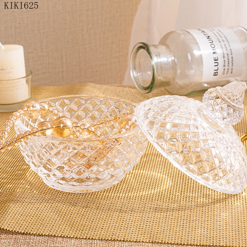 Transparent Glass Candy Jar Creative Household Jewelry Cosmetic Cotton Swab Storage Box Glass Coffee Bean Snack Nut Storage Jar