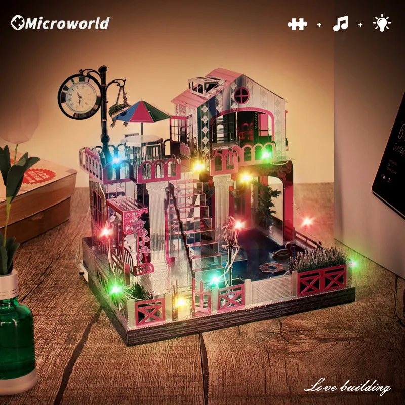 

Microworld 3D металлический пазл тема любви музыкальная шкатулка модель наборы DIY головоломка украшение рабочего стола игрушки рождественские подарки для девочек принцесса