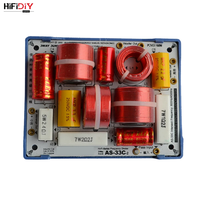 HIFIDIY LIVE  AS-33C 3 Way 3 speaker Unit (tweeter + mid +bass )HiFi Speakers audio  Frequency Divider Crossover Filters