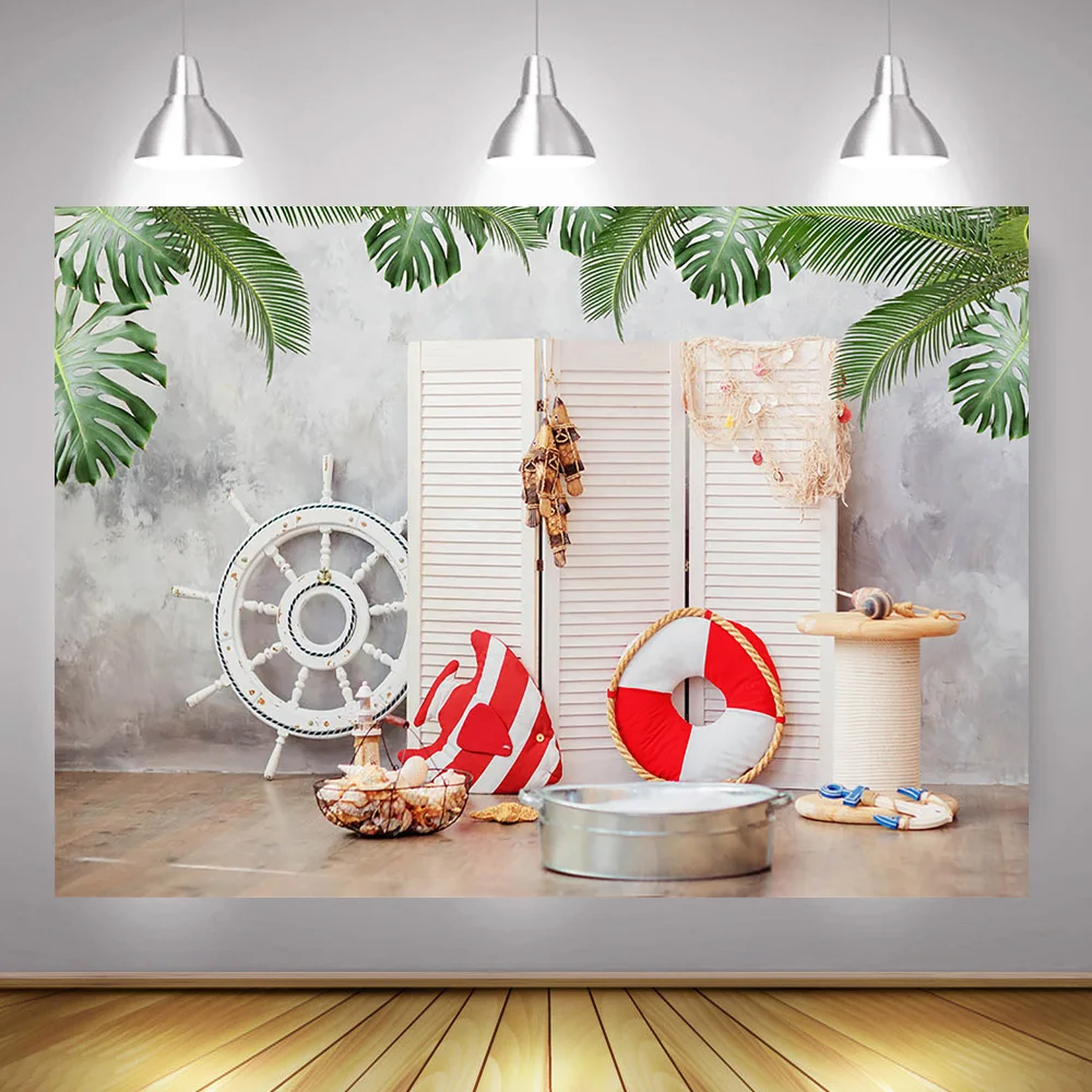 

Newborn Birthday Portrait Photography Backdrop for Photo Shoot Summer Baby Party Background Seaside Nautical Adventure Photocall