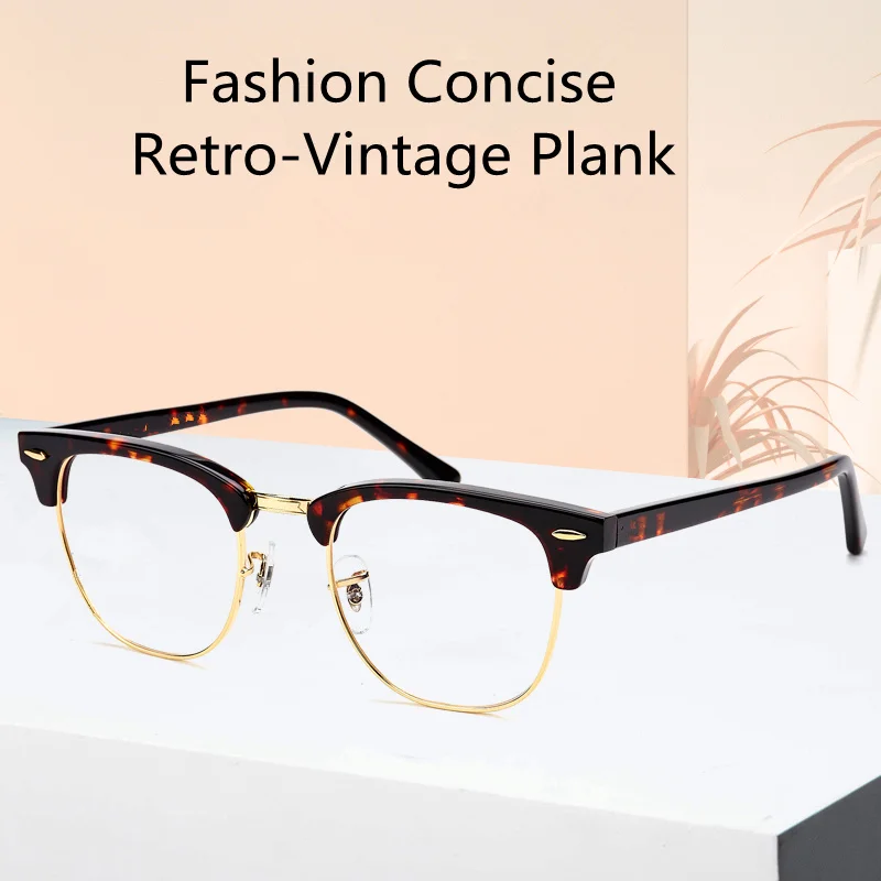 

Classical Retro-Vintage 554Eye-Brow Glasses Frame Euro-Am Big Sizes Quality Metal-Plank for Prescription Eyelasses 51-27-140