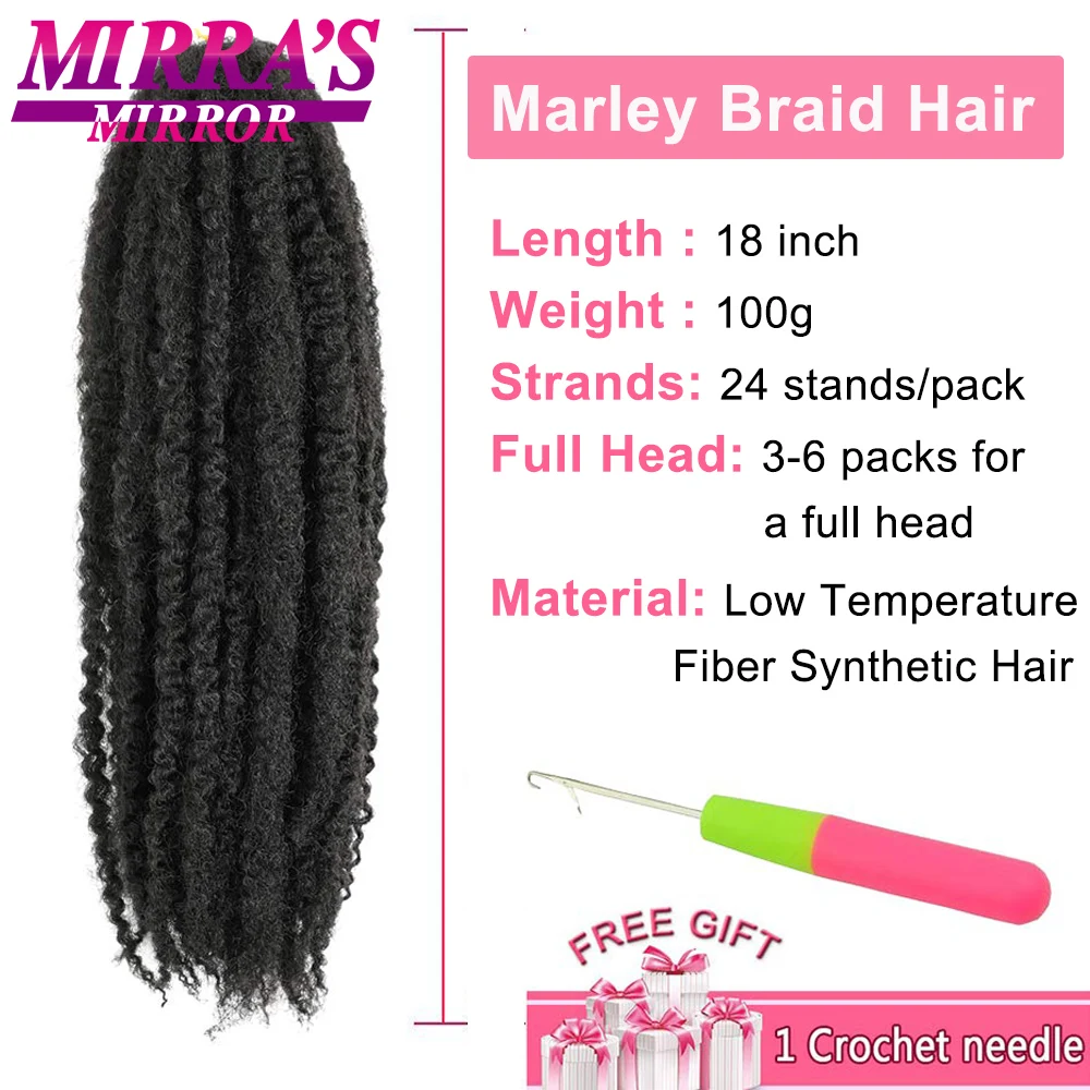 Marley Braid Hair for Faux Locs 크로 셰 뜨개질 머리카락 18 인치 Afro Kinky Curly Crochet Braids 여성용 합성 헤어 익스텐션