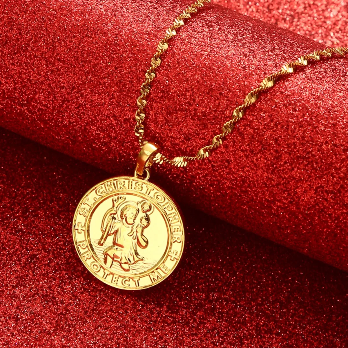 St. Christopher Protect Me Necklaces for Women Saint Christophe Pendant Religious Jewelry