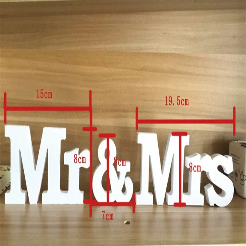 English Letters Wood Decoration Crafts, Wedding Props, Mr and Mrs, Wedding Stage, Valentine\'s Day, 3Pcs