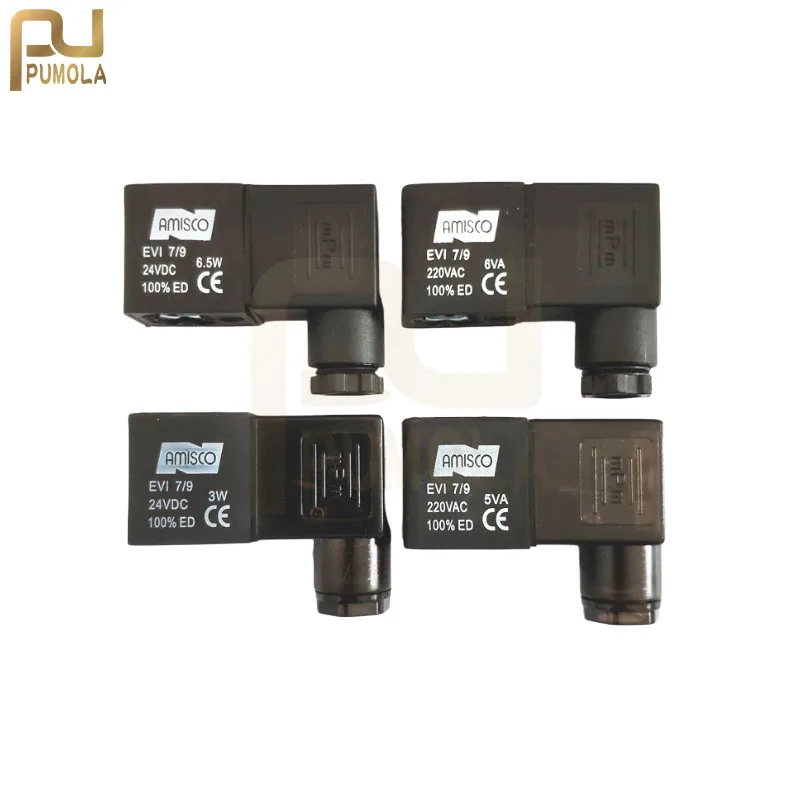 AMISCO Solenoid Valve Coil EVI 7/9 AC220V/6VA DC24V/6.5W AC220V/5VA DC24V/3W AC220V/5.5VA DC24V/4.8W Inner Diameter 9mm