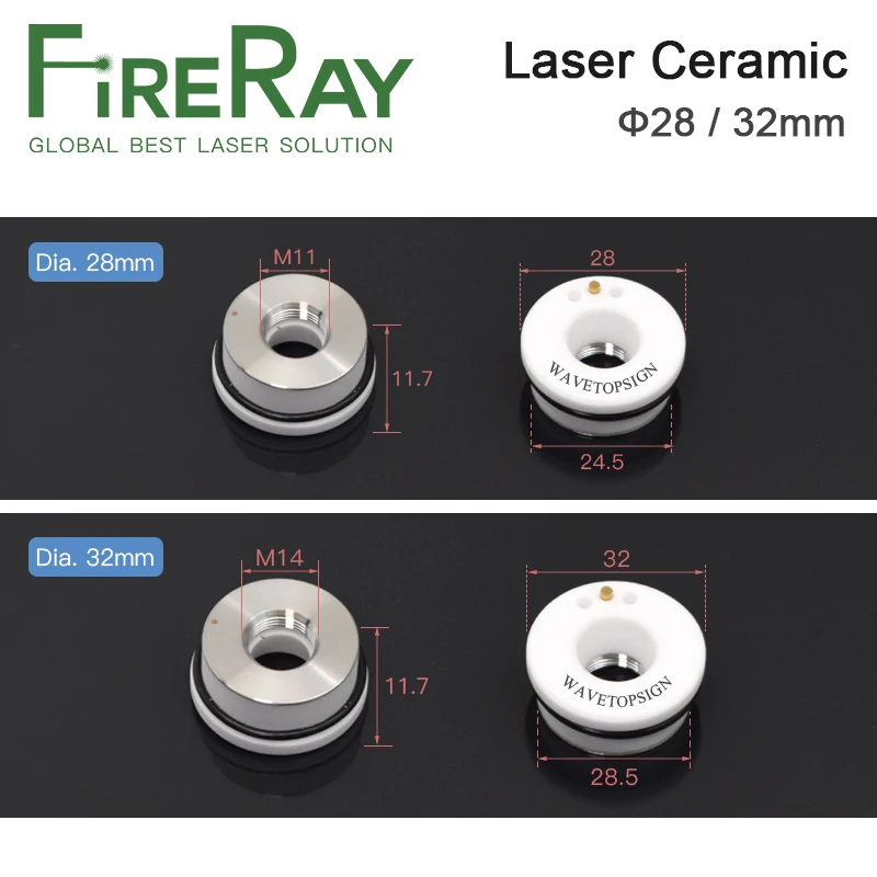 Imagem -03 - Máquina de Corte a Laser de Fibra Cerâmica Cabeça Bocal Titular Fireray Oem Precitec Lasermech Empower kt b2 Con Yag 28 mm 32 mm