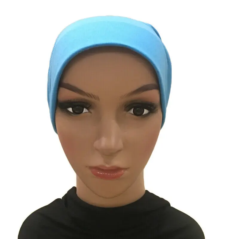 Muslim Women Cotton Underscarf Bonnet Brim Inner Cap Head Scarf Hijab Cover Under Scarf Headwrap Plain Soft Niqab Cap Arab Hijab