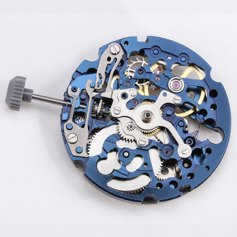 Cal.8N24 Standard Automatic Skeleton Movement Customized Blue Version Miyota 8N24 Mechanism 21 Jewels 21600 per hour Power 41H