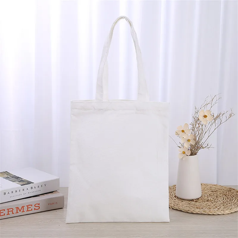 White Colour Nature Handbag Tote Cotton Bag Wholesale Custom Canvas Green Shopping Bags Shoulder Bag