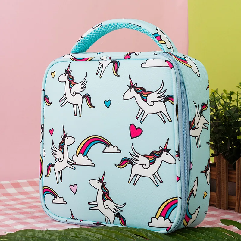 New Cartoon Unicorn Children's Lunch Bag School Student Thermal Insulation Bag Fruit Snacks Storage Bag For Kids Outdoor Travel