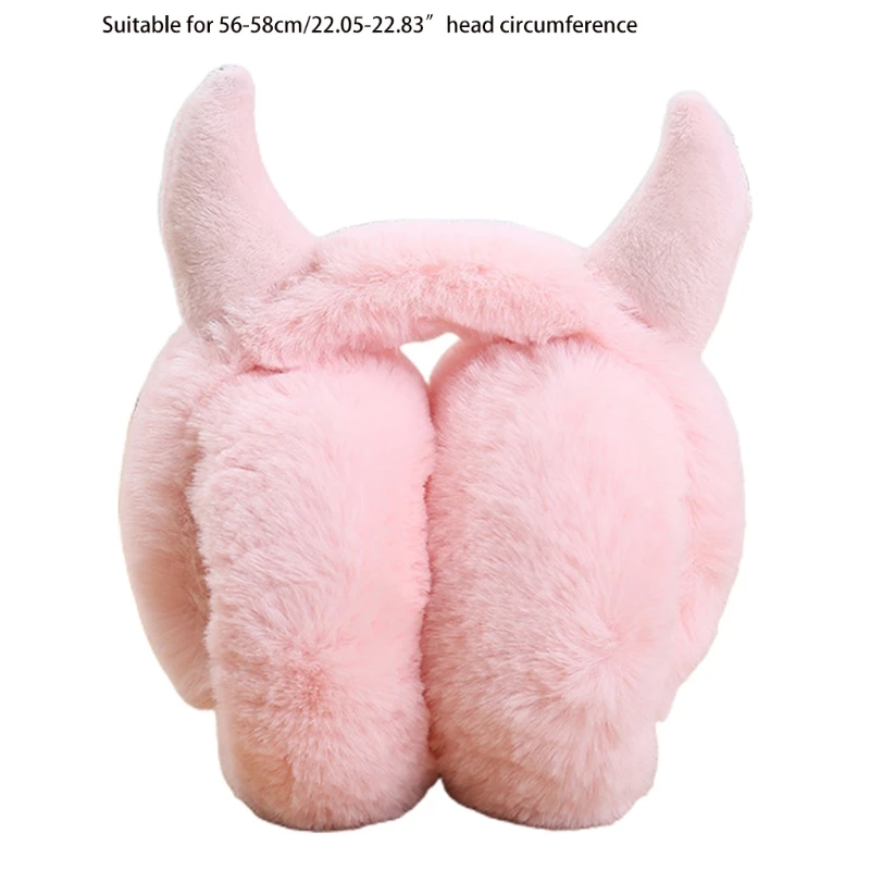 Ear Muff Earmuff Ear Warmer With Horns for Women Girls Winter Faux Fur Christmas GIfts Adjustable Foldable Christmas