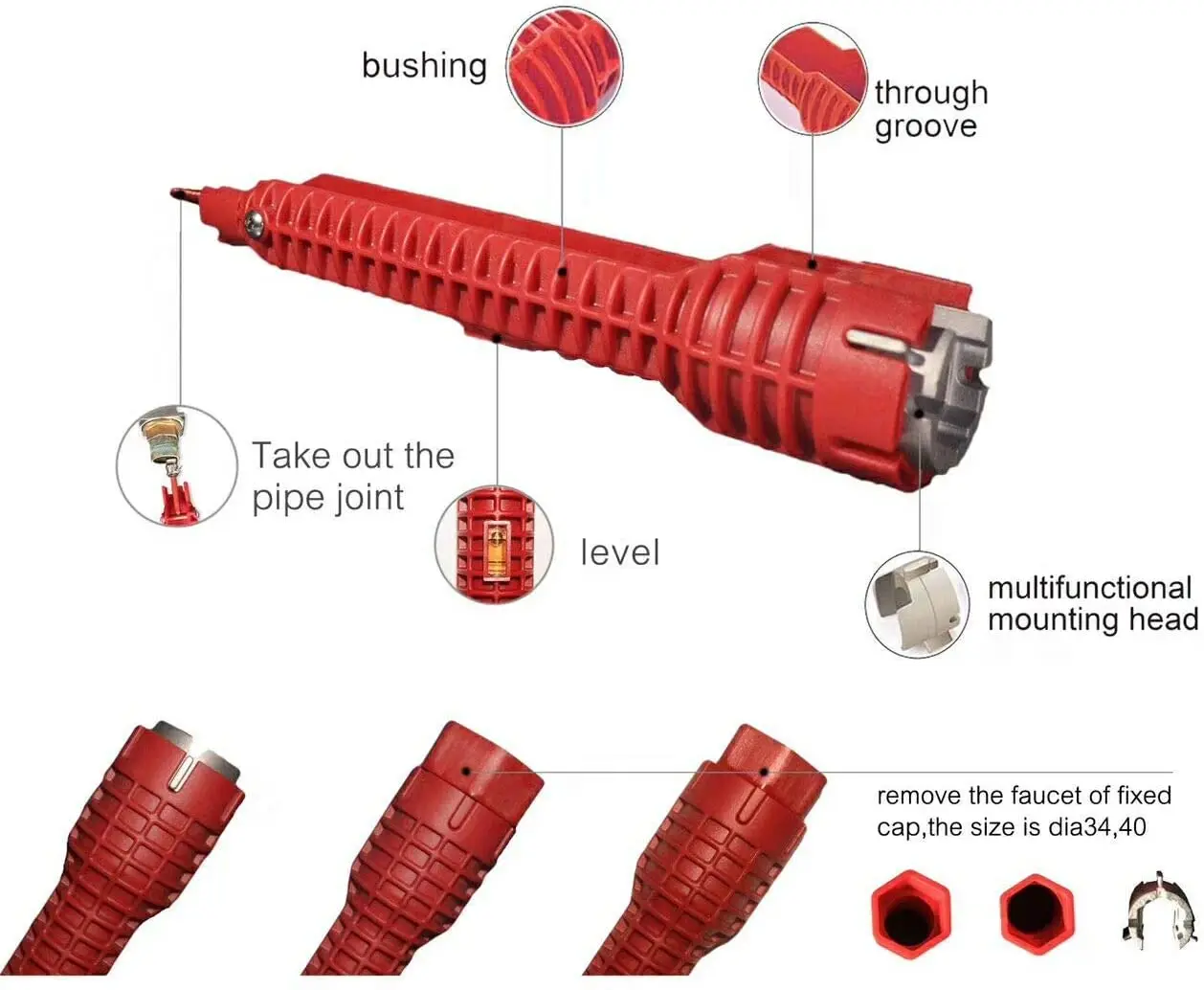 Vòi Nước Và Bồn Rửa Trình Cài Đặt Công Cụ (Đầu Vít) Ống Thải Máy Hút & 3 Có Thể Thay Thế Đầu Cho Hệ Thống Ống Nước/