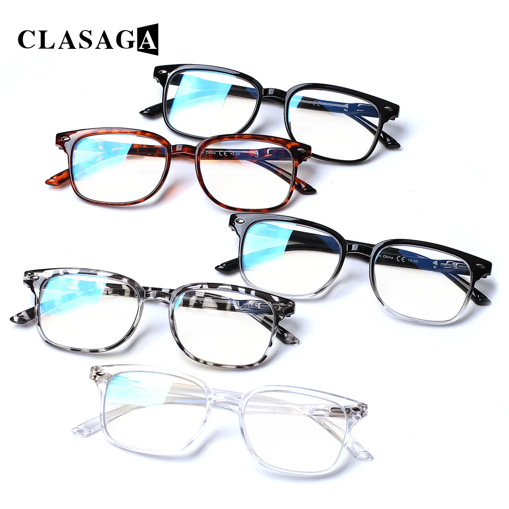 

CLASAGA 5PCS Fashion Multicolor Printing Frame Reading Glasses With Spring Hinges Anti Blue Light/UV Ray Prescription Glasses