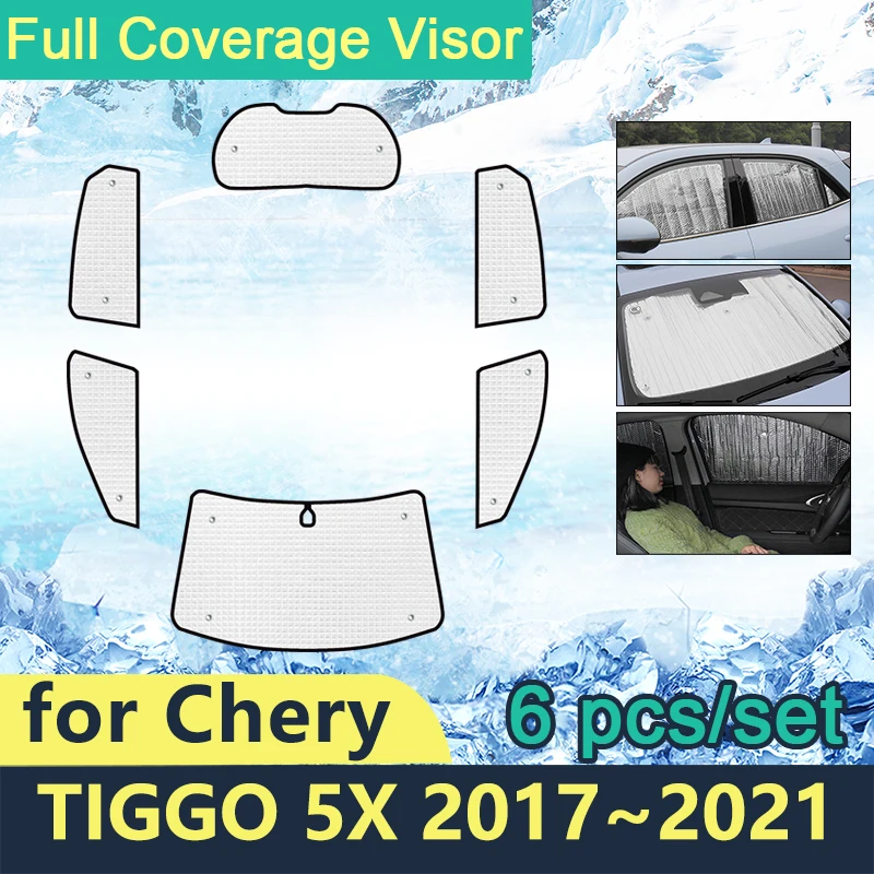 Full Cover Sunshades For Chery Tiggo 5x 3 4 E DR 5.0 MVM X55 2017 2018 2019 2020 2021 Car Windshield Accessories Sun Protection