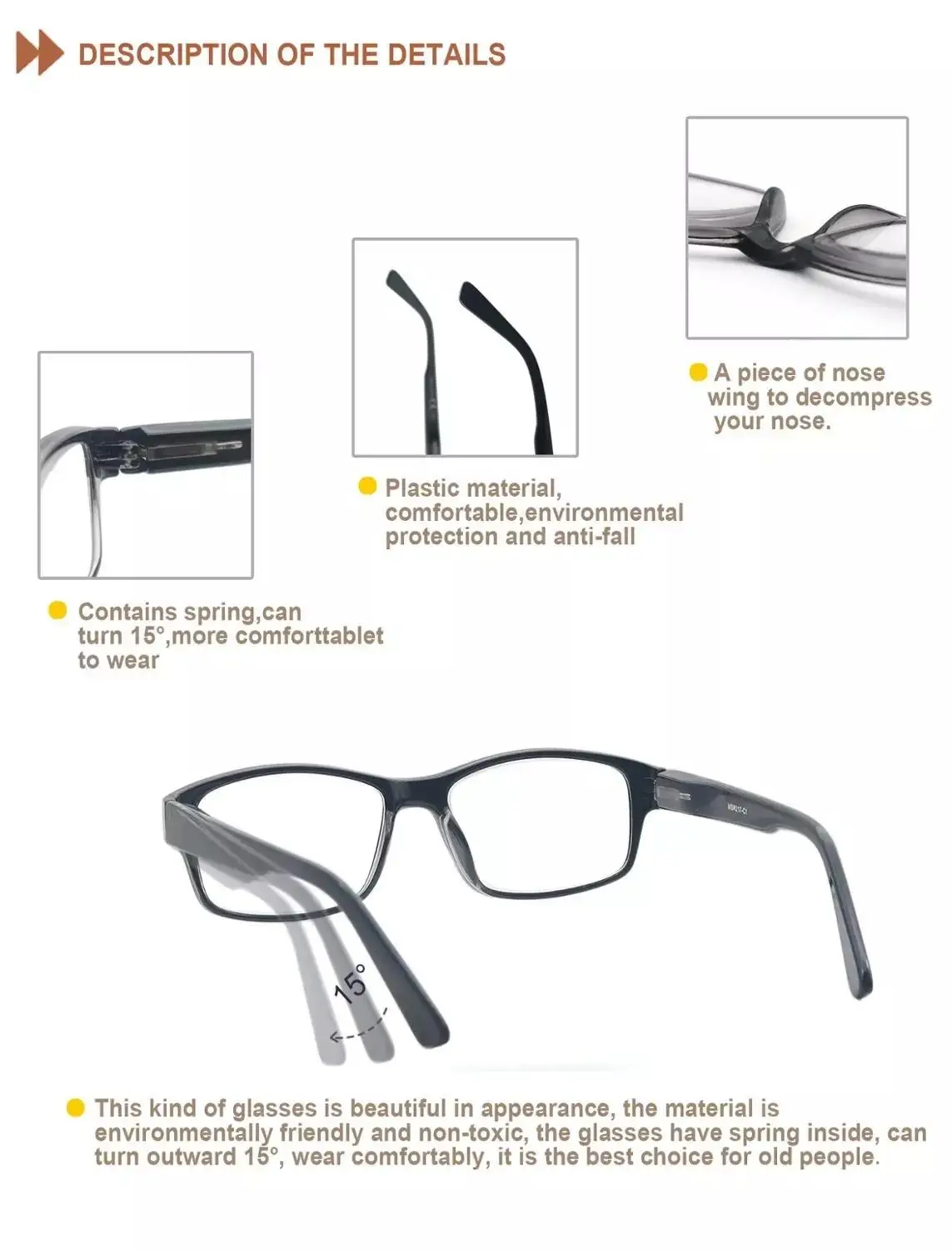 MODFANS Rectangle Oversize Reading Glasses Men Large Square Plastic Frame Sping High Quality Eyeglasses Dioprer MSR217