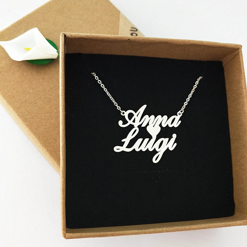 Custom Necklaces with Heart Personalized Name Pendant Necklaces Jewelry Personality Letter Choker Necklaces with Name for Couple