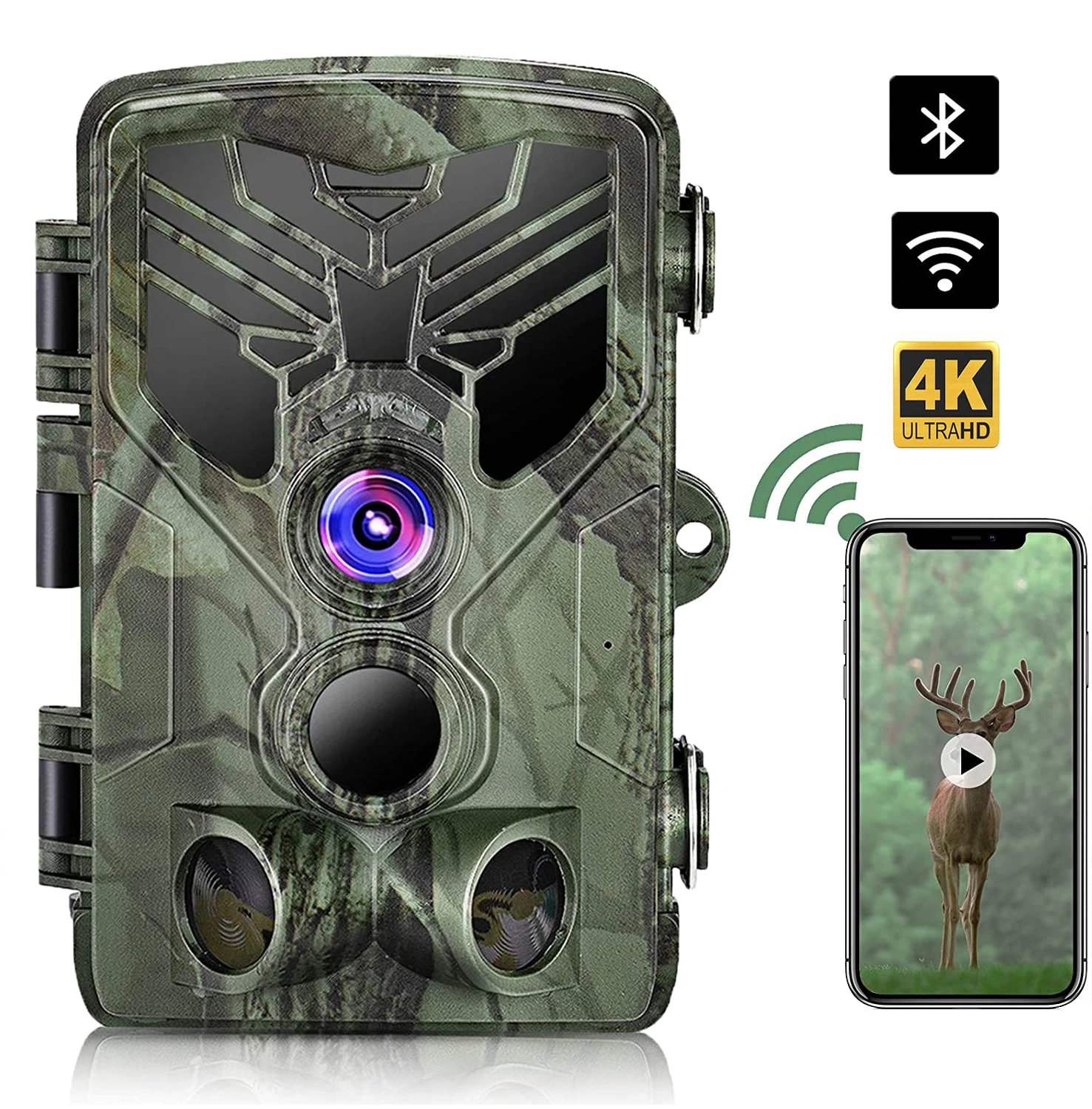 4K WIFI Hunting Cameras Live Broadcast Trail Camera 30MP APP Bluetooth Control Night Vision WIFI830PRO Wildlife Surveillance