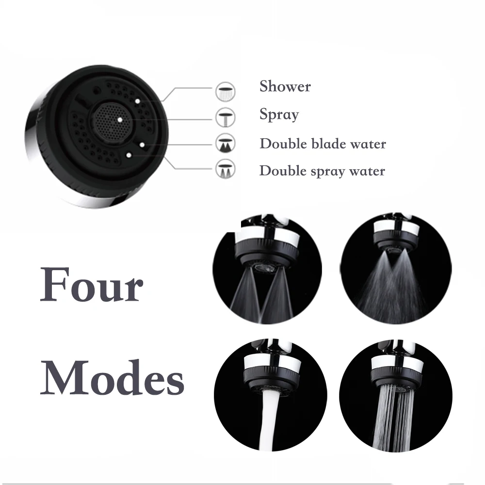 Black Kitchen Bathroom Pull-out Faucet Water-saving Sprayer Accessories Multifunctional Shower Head Water Outlet