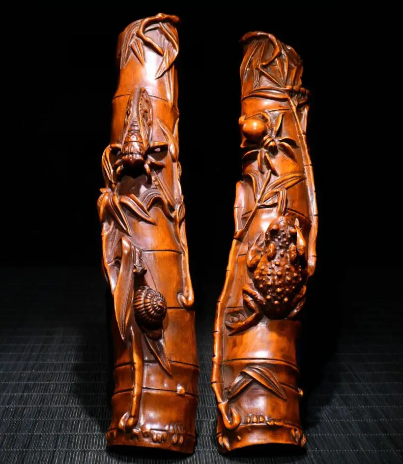 

Archaize seiko Hand-carved boxwood pressure paper ruler crafts statue A pair