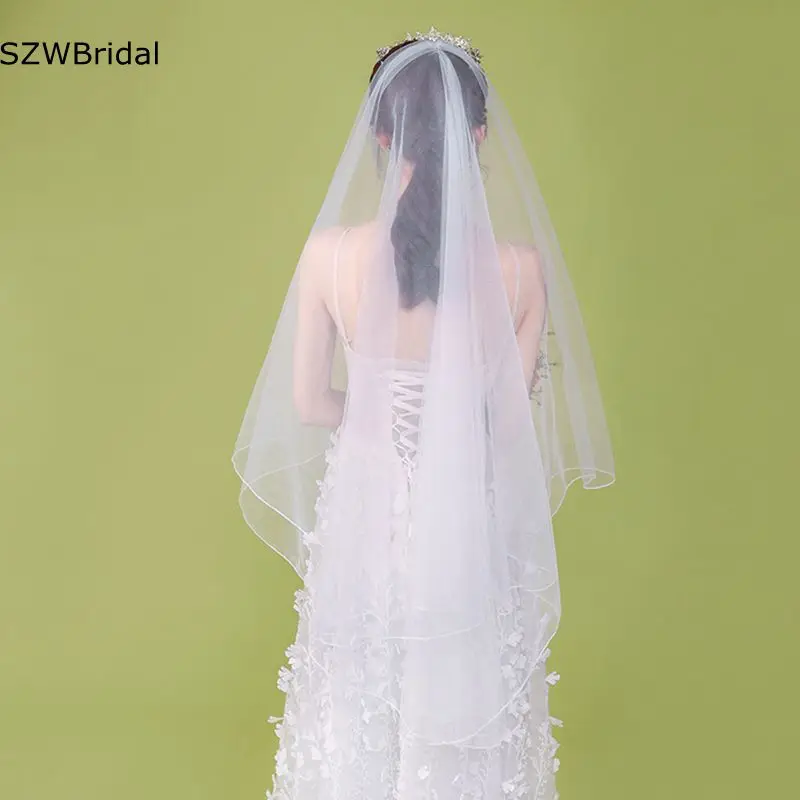 One Layer Wedding veils without comb Bride wedding accessories Cheap Bridal Veil Veu de noiva Matrimonio