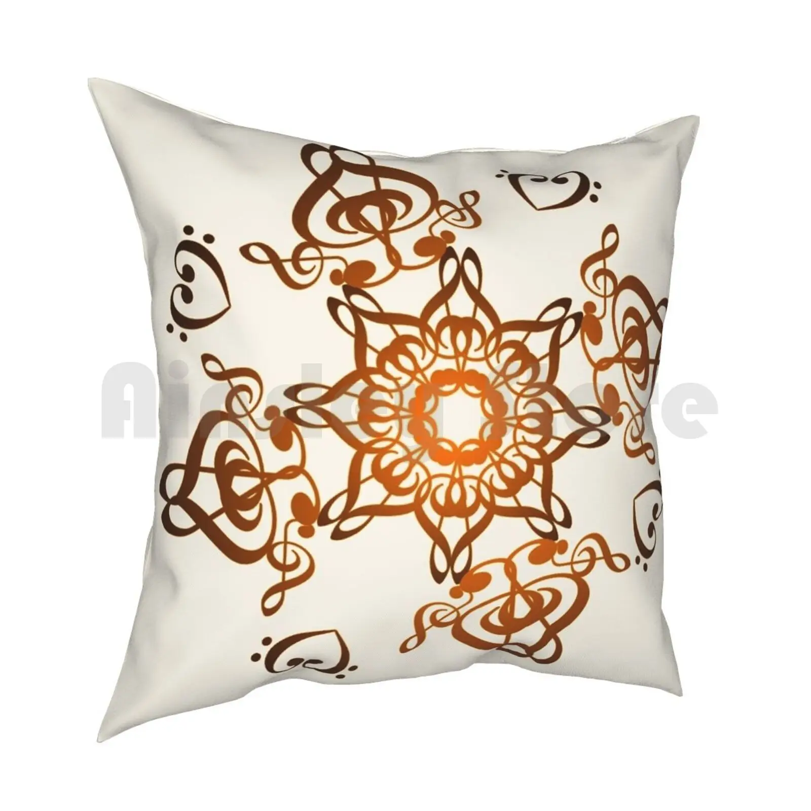 Musical Henna Pillow Case Printed Home Soft DIY Pillow cover Henna Music Musical Music Notes Flower Clef Treble Clef Bass