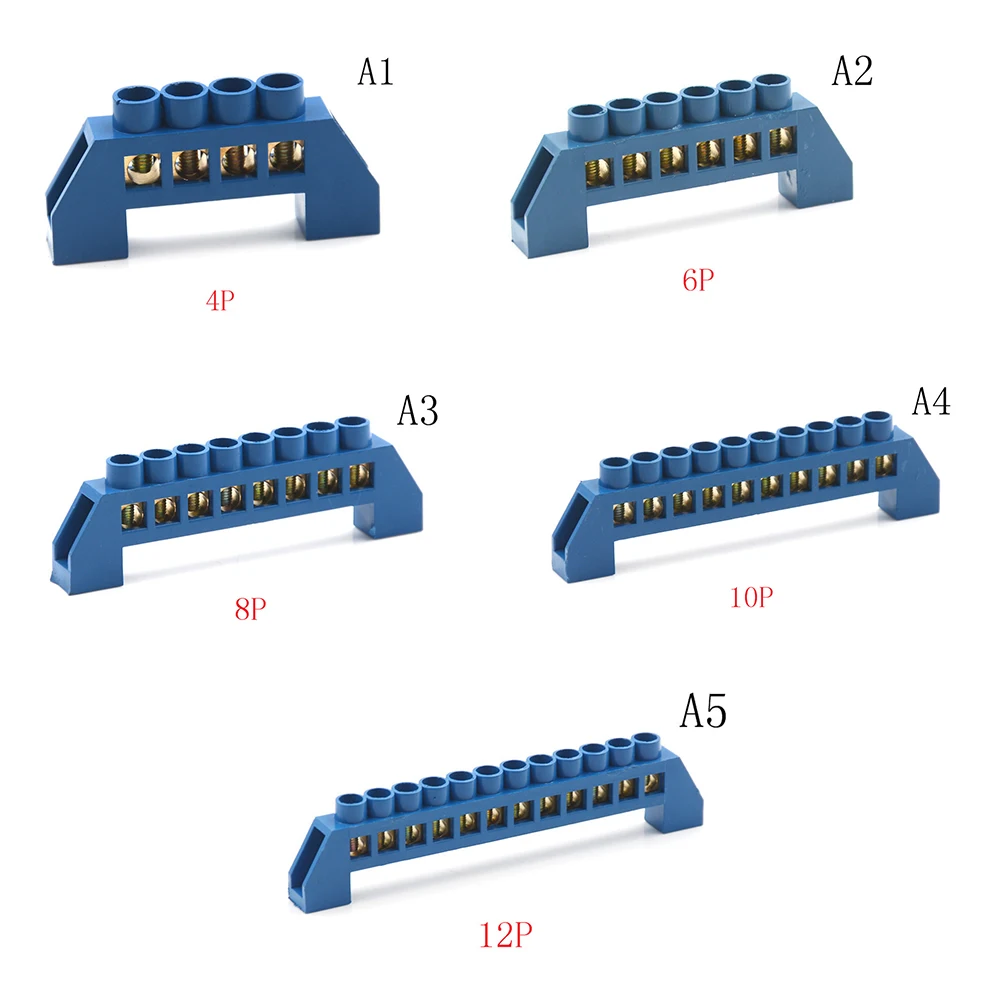 1 pc Strip Electrical Distribution Wire Screw Terminal Brass Ground Neutral Bar 4/6/8/10/12 Positions Terminal Block Connector