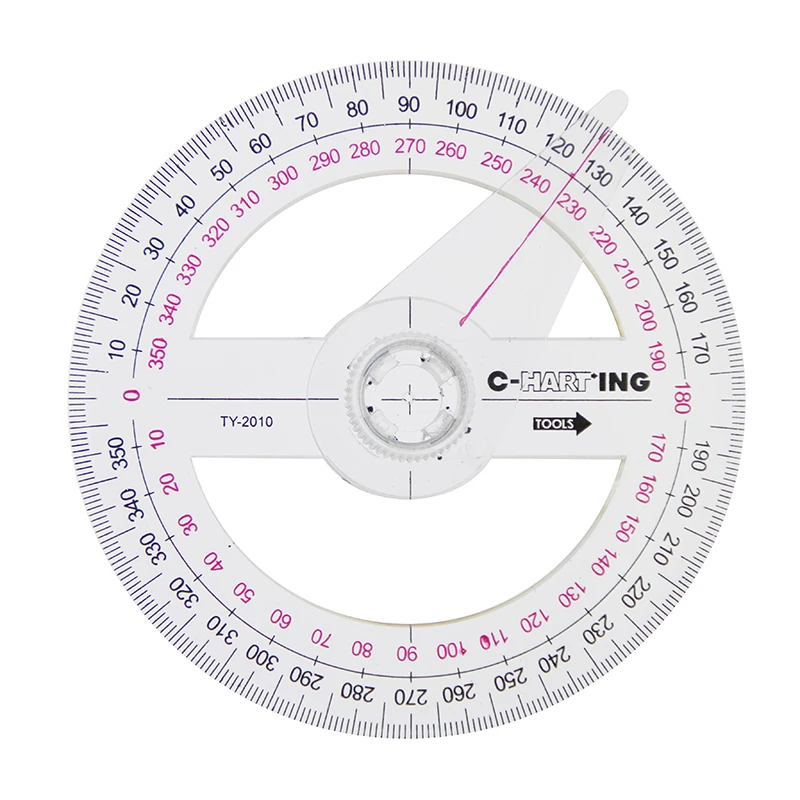 2Pcs Hot Sale All Circular 10cm Plastic 360 Degree Pointer Protractor Ruler Angle Finder Swing Arm For School Office Supplies