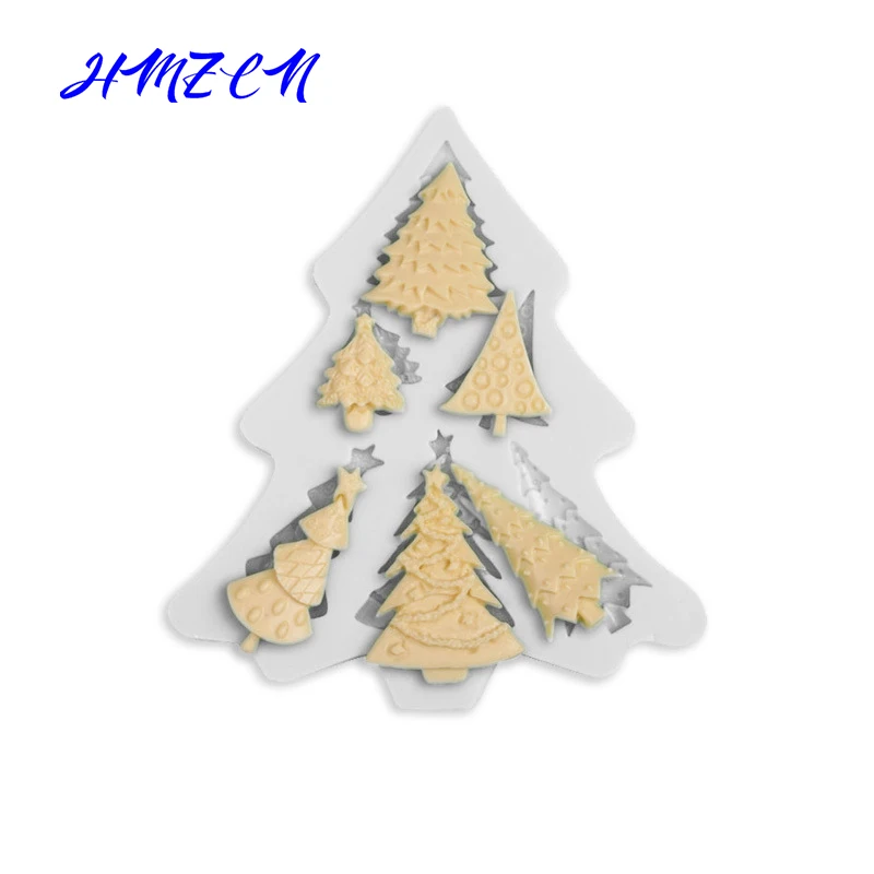 

1PC 6 Hole Christmas tree Shaped Silicone Mold Cake Decoration Fondant cookies tools 3D Silicone Mould Gumpaste Candy