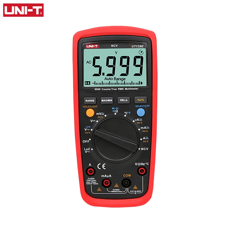 UNI-T 600V 10A Multimeter Digital UNI T UT139E 6000 Counts NCV AC DC Current Voltage Meter Resistance Capacitance Tester