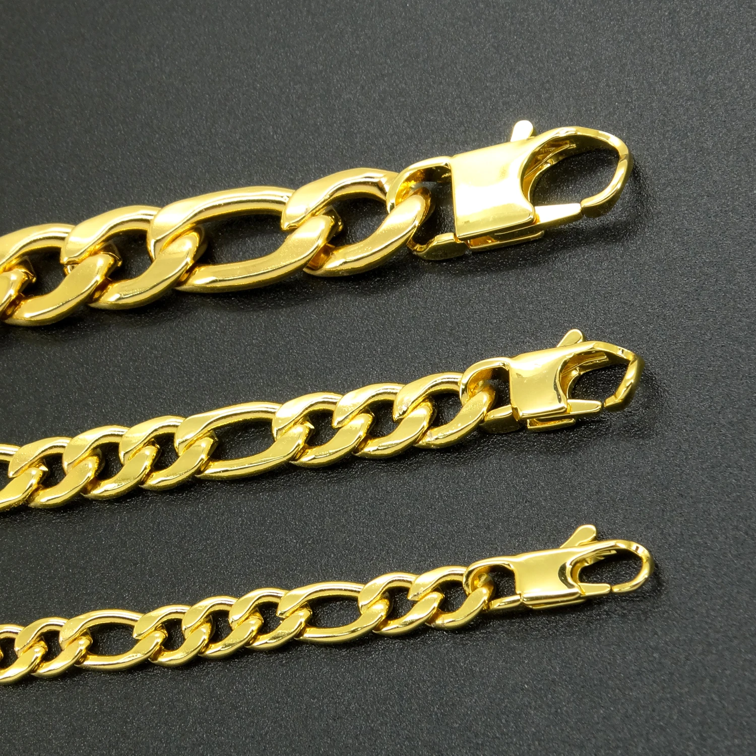 100% Stainless Steel Bracelet 6/8/12 mm Width Figaro Chain 8 Inch Plated 18K Gold Bracelet for Masculine Men Women Free Shipping view 5