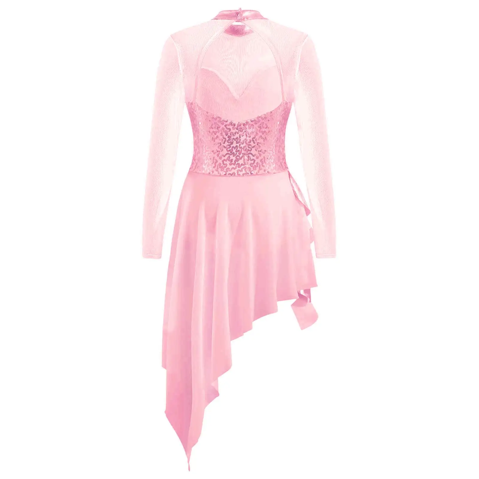 Vestito da ballo per balletto con paillettes per ragazze per bambini ginnastica di classe di danza per bambini orlo irregolare danza lirica Performance Ballerina abbigliamento