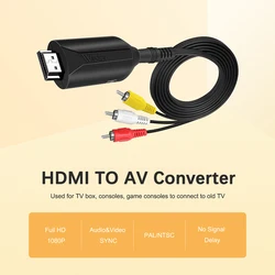 Video Converter HDMI to RCA AV Adapter HD Video HDMI to RCA AV CVBS L/R Video 1080P HDMI2AV Support NTSC PAL New Arrival 1m/3.2f