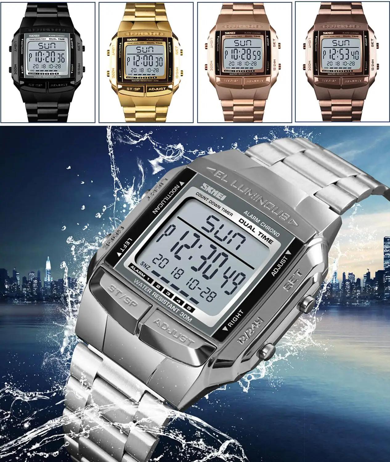 Sports Watch Men Luxury Watches Waterproof Military LED Digital Wristwatch Clock