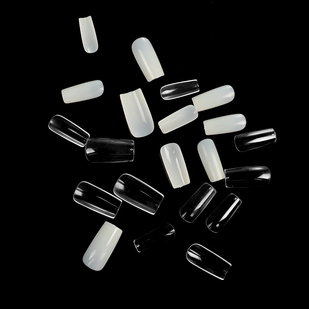 100Pcs Fake Nails Tips With Glue Artifical ABS Full Cover Tips Press on Detachable Art Tipsy False Coffin Stick Designs Display