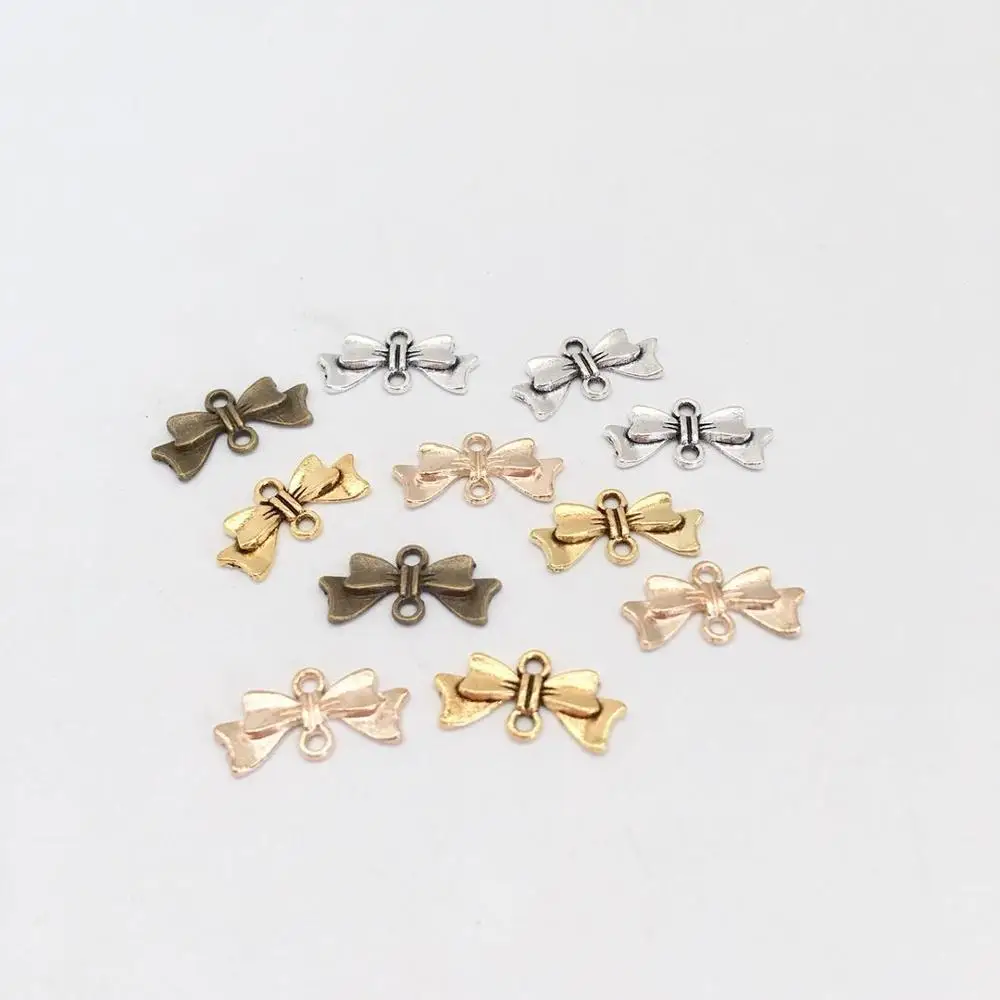 New Arrival 33 pcs/lot Alloy Bow tie ribbon 10*20*2mm Jewelry Making DIY Earrings necklace bracelet Charms Handmade Crafts