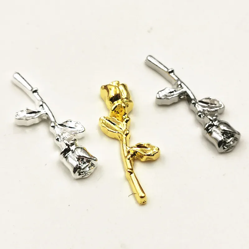 100Pcs DIY ญี่ปุ่นเกาหลีเล็บ Charms Gold/Rose Rose ดอกไม้โลหะ Accessorie คอลเลกชันสำหรับ Phototherapy สติกเกอร์