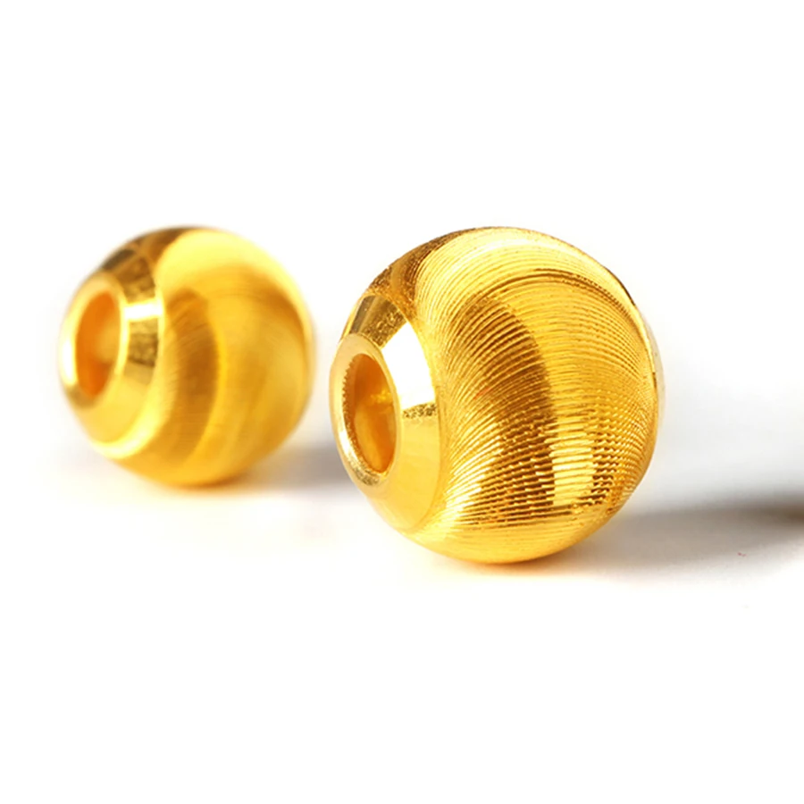 1pcs 999 Pure 24K Yellow Gold Pendant For Women Men 3mm/8mm/10mm/12mm 3D Lucky Transfer Brushing Beads DIY Loose Bead