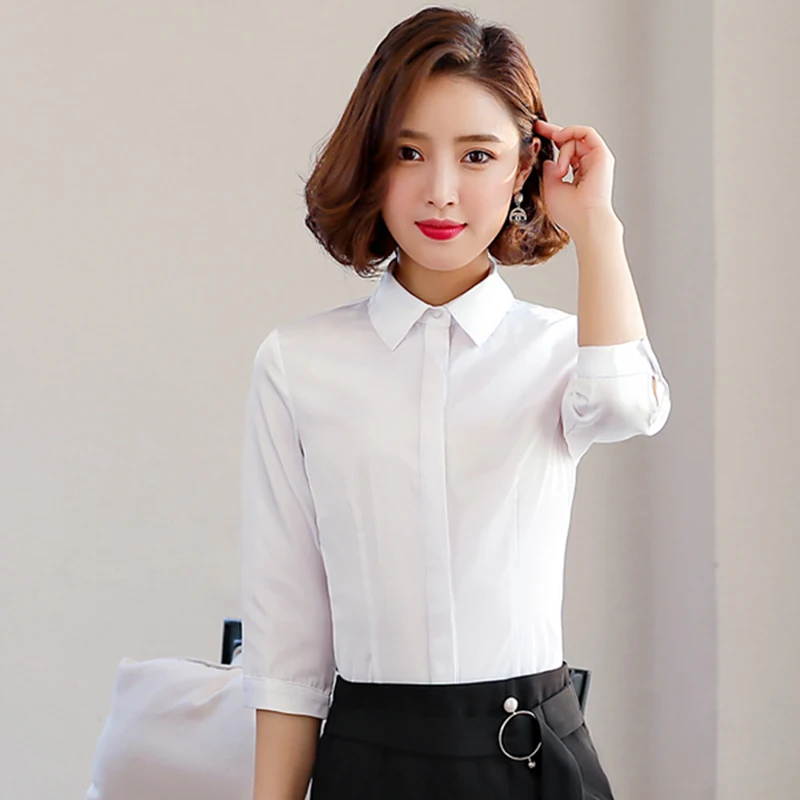 New Styles 2021 Summer Half Sleeve Blouses Shirts Elegant Blue for Women Business Work Wear Female Tops Clothes Burgundy