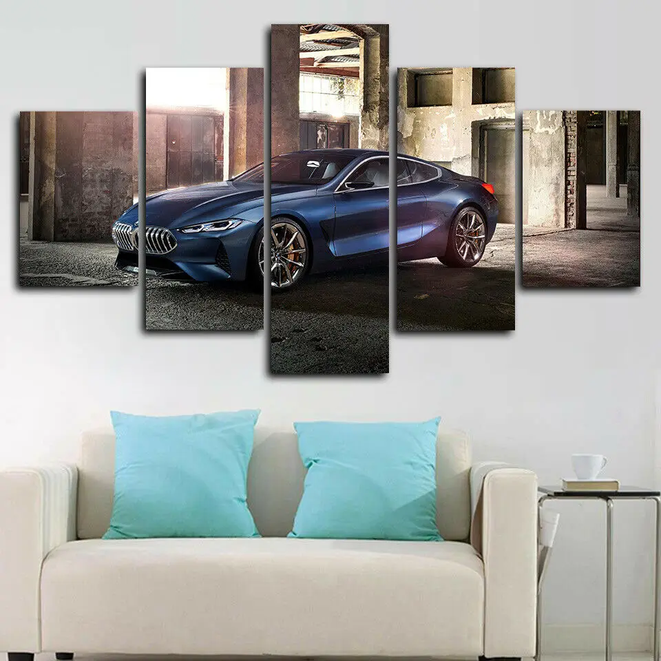 

No Framed Canvas 5Pcs 8 Series Super Car Wall Art Posters Picture Home Decor Birthday Gift For Living Room Paintings Decorations