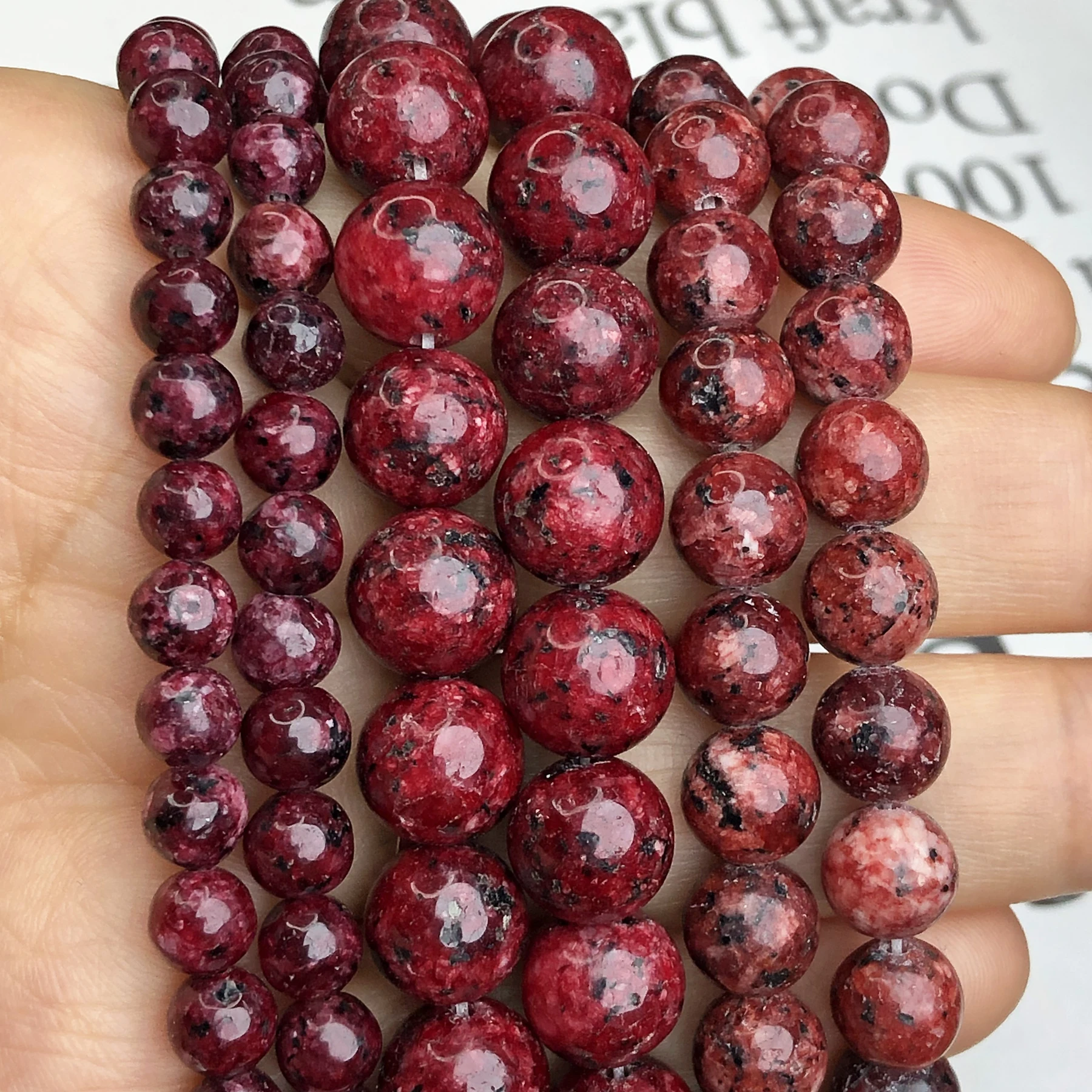 Wholesale Natural Stone Dark Red Spot Jades Beads Round Loose Dot Bead For Jewelry Making Diy Bracelet Necklace 6/8/10mm 15