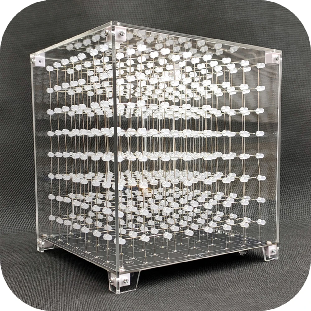 3D 8 Light Cube DIY Kit Color 8X8X8LED Single-Chip Electronic DIY Production 3D Host Computer