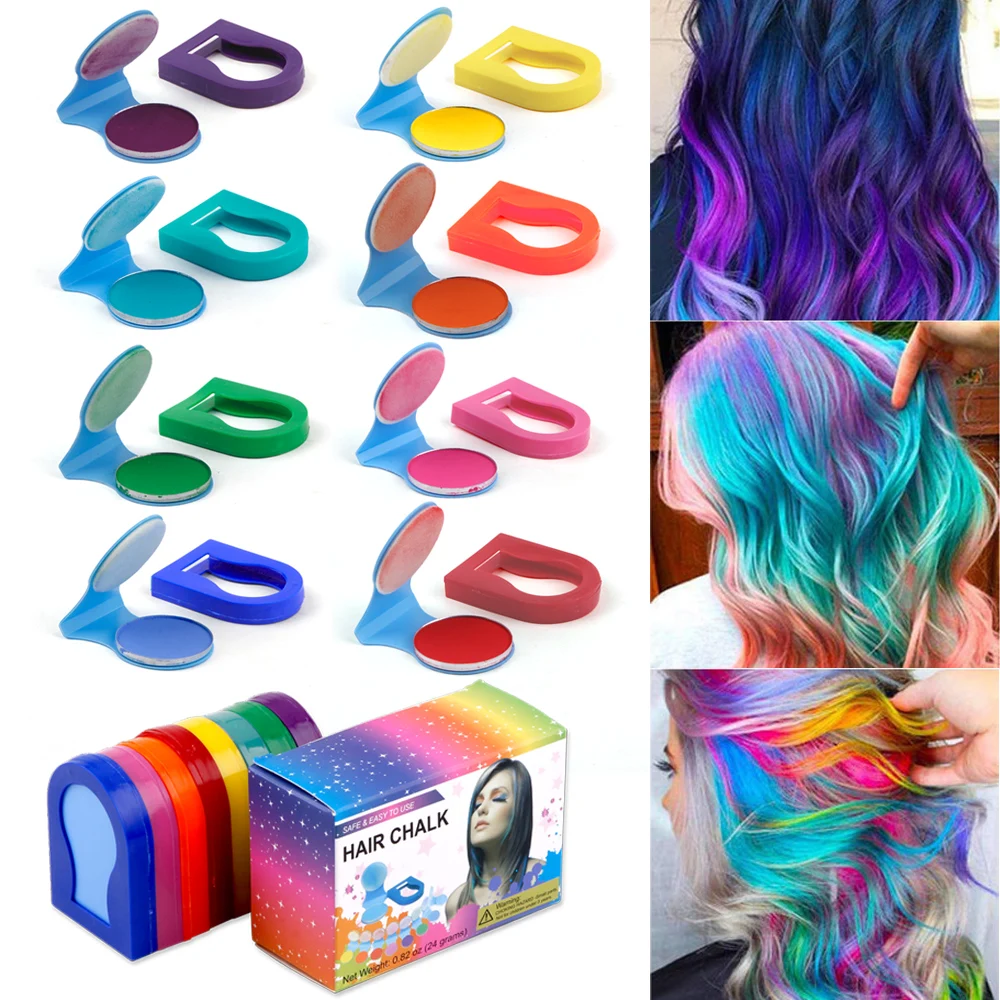 8 couleurs de cheveux, poudre de craie temporaire, Spray de couleur de cheveux pour femmes, pastel, Salon de beauté, teinture de beauté Portable, peinture colorée