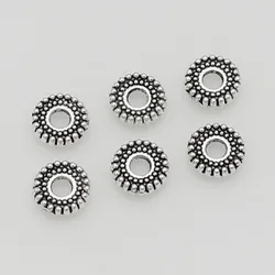 100pcs/lot Antique Silver Gear Shape Loose Bead Spacers 6mm 7.5mm Round Handmade Beads Thin Separation Spacer DIY Jewelry Make
