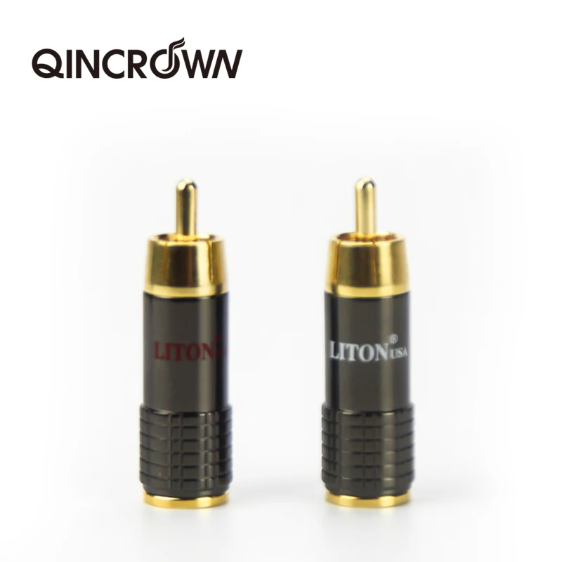 QINCROWN 4pcs/lot DIY RCA Plug HIFI Gold plated RCA Male Audio Connector For Audio Cable Free Shipping