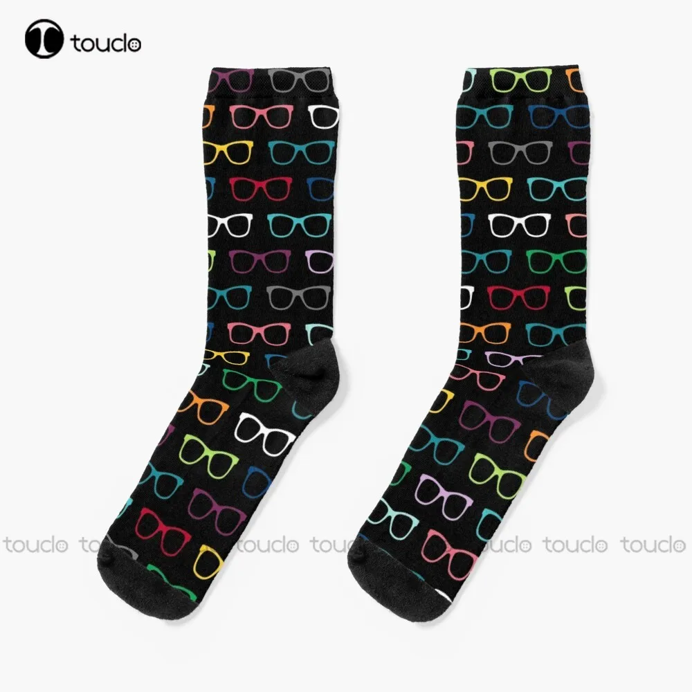 

Colorful Hipster Eyeglasses Pattern Socks Custom Women Socks Personalized Custom Unisex Adult Teen Youth Socks Hd High Quality