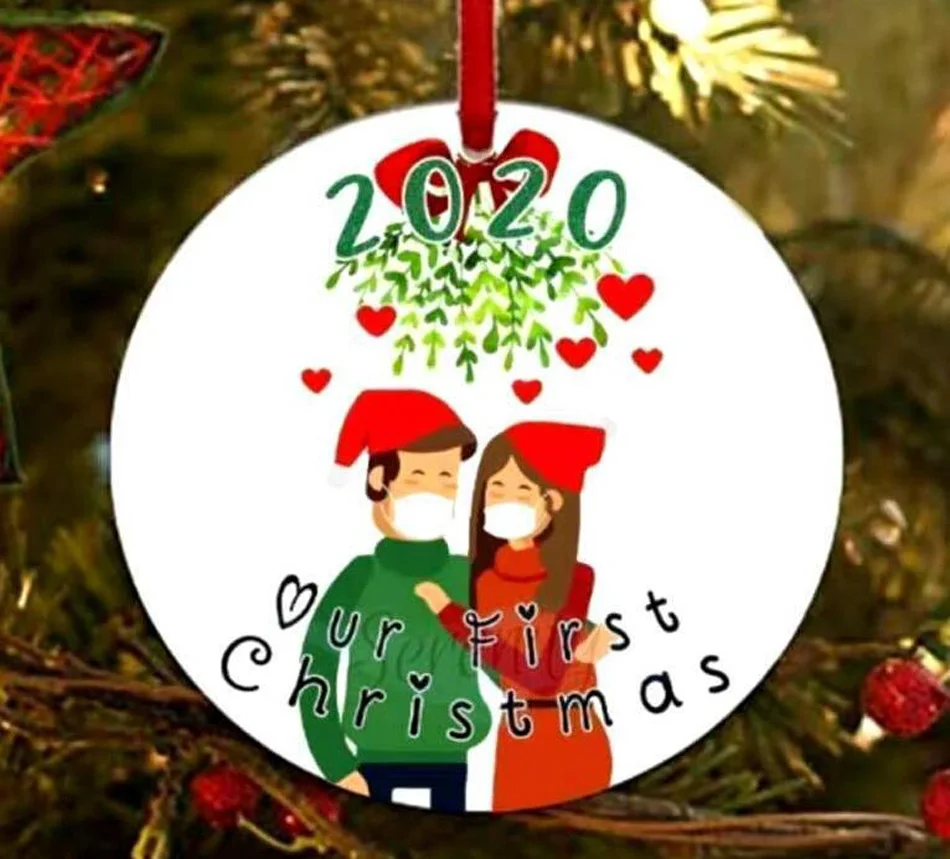 

DHL300pcs Christmas Decorations Sublimation DIY White Blank Aluminum Circle Shaped Festive Oranments