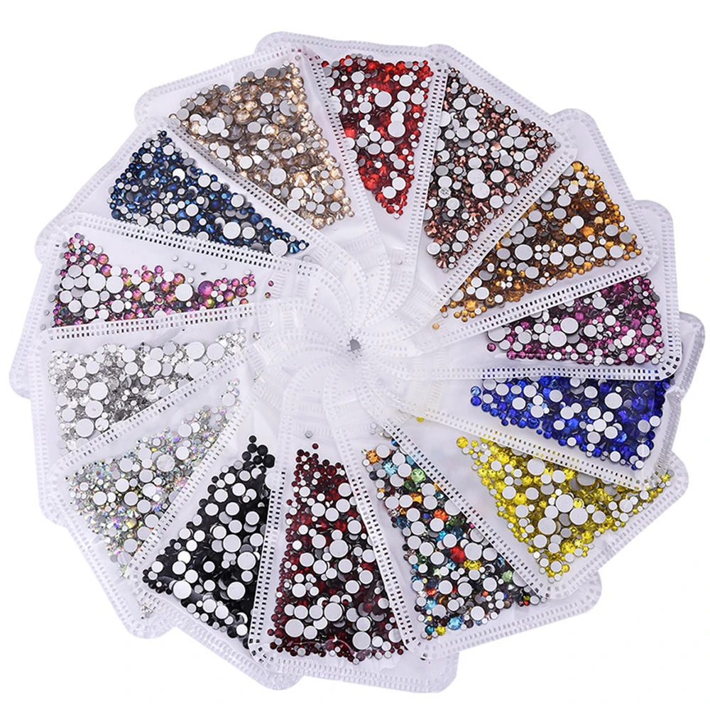 10g SS6-SS20 Mix Sizes Blue/Green/Pink Crystal Rhinestone Diamond Gem 3D Glitter Nail Art Decoration Beauty