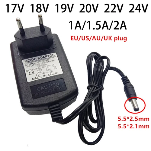 Adaptador de corriente Universal 17V 18V 19V 20V 22V 24V UE EE. UU. Reino Unido AU 17 18 19 20 22 24 voltios V Adaptador AC/DC 1A 1.5A 2A Adaptador de suministro