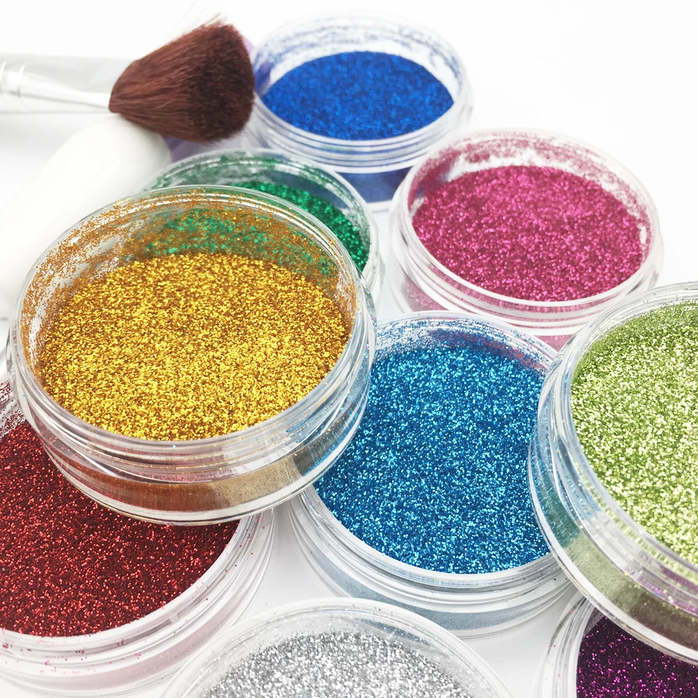 ใหญ่ 10 สี Glitter Tattoo Kit ชั่วคราว Tattoo Stencil อัญมณีเครื่องสําอางค์แปรงแม่แบบกาว Flash Powder Face Painting Art